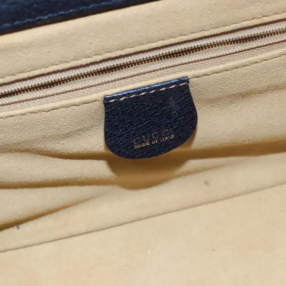 Gucci Vintage Bamboo Vanity Case Leather Navy Leather Handbag (Pre-Owned) - Picture 7 of 16